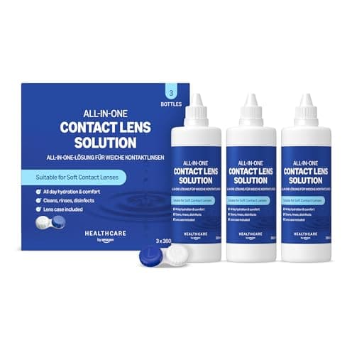 Image of Healthcare by Amazon All-In-One Solution for Soft Contact Lenses, 3 x 360ml, (Previously Amazon Basic Care – Packaging May Vary)