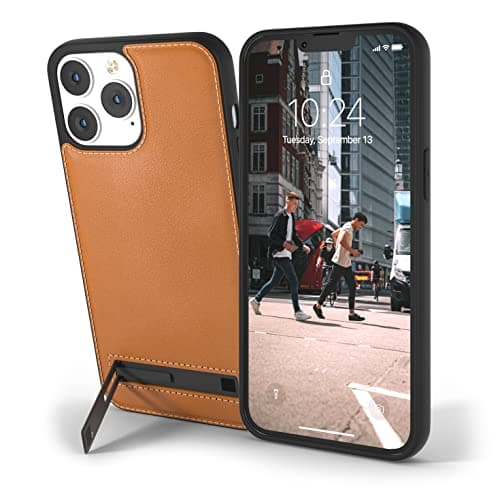 Image of Snakehive Metro Leather Case for Apple iPhone 13 Pro || Real Leather Phone Case with Stand || Genuine Leather & MagSafe Compatible Leather Cover with Kickstand (Brown)