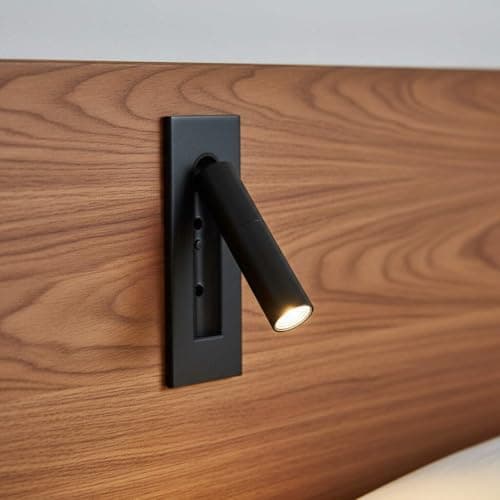 Image of Ultra Beam Lighting Black Recessed LED Reading Light – 3W Warm White 3000K, Adjustable Headboard/Wall‑Mounted Reading Lamp with Integrated On/Off Switch