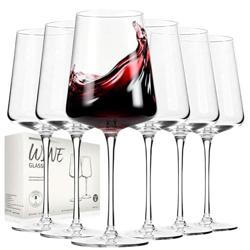 Image of S SALIENT Large Wine Glasses Set of 6 - White Wine Glasses Crystal Wine Glasses 496ml Whopping Capacity for Serious Wine Lovers Who Measure Joy in Bottles, Not Glasses