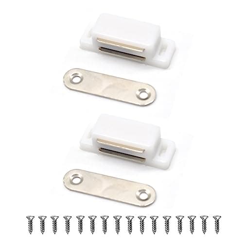 Image of Lockimo Magnetic Door Cupboard Door Magnets Drawer Magnet Small Cabinet Door Magnetic Catches Latches for Kitchen Wardrobe Magnets Door Closers Magnet Closure 2 Pack (White)