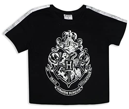 Image of Harry Potter Girls Cotton Cropped T Shirt (10 Years, Black)