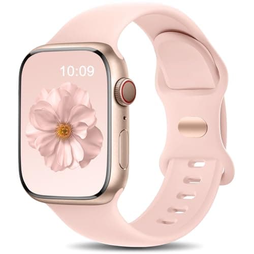 Image of Charlam Compatible with Apple Watch Strap 40mm 41mm 38mm 42mm (Series 10 11) for Women Men, Sport Band Soft Silicone Replacement Straps for iWatch SE Series 11 10 9 8 7 6 5 4 3 2 1 SE 3, Sandpink