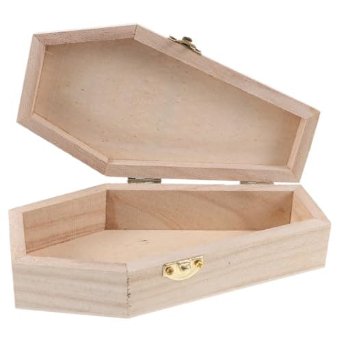 Image of BESPORTBLE Gothic Wooden Jewelry Box 6.10X3.23X1.57In Coffin Shaped Keepsake Storage Organizer for Rings Necklace Compact Wood Jewelry Container