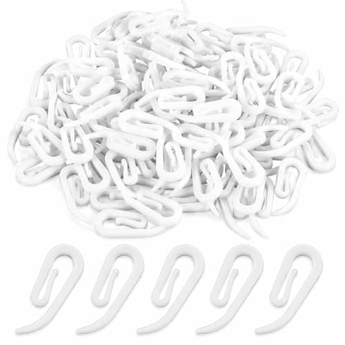 Image of Stadux Hooks Plastic White Pack of 100, 2.8x1.2cm, Premium Drapery Hooks for Windows, Doors & Shower Curtains - Fits Most of Curtains