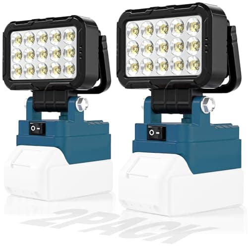 Image of 2Pack LED Cordless Work Light Compatible with Makita 18V Battery, Portable Flashlight Jobsite Spotlight 2 USB Charging Port, 145° Adjustable Angle Repairing Camping Fishing Emergency (No Battery)