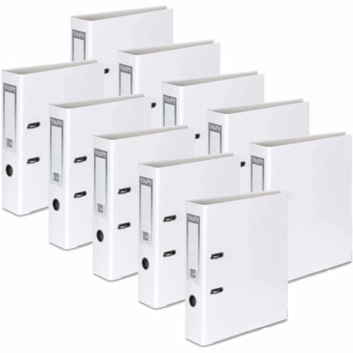 Image of OFFICE CENTRE 10x White A4 Large 75mm Lever Arch File Folder Metal Edge Strengthened Stationery Document Archive Paper Storage Office School Home Easy Filing System 15 Colour Coding Wide Spine
