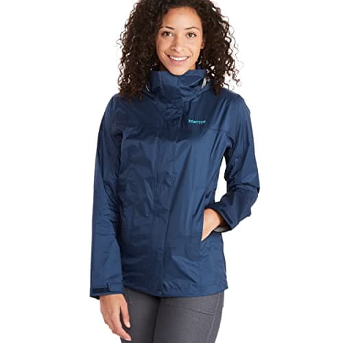 Image of Marmot Women's PreCip Eco Jacket, Waterproof Jacket, Lightweight Hooded Rain Jacket, Windproof Raincoat, Breathable Windbreaker, Ideal for Running and Hiking, Arctic Navy, M