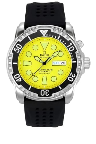 Image of RATIO FreeDiver Helium-Safe Dive Watch Sapphire Crystal Automatic Diver Watch 1000M Water Resistant Diving Watch for Men (Yellow)