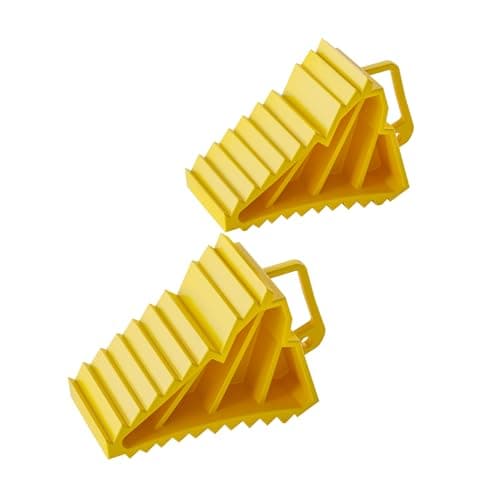 Image of Wiltec Set of 2 Wheel Chocks max. 2t per pair 166 x 75 x 94 mm HDPE with Anti-Slip Surface Wheel Wedges for Cars, Trailers and Caravans Tire Chocks