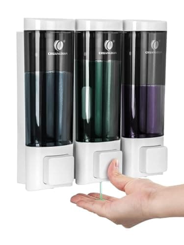 Image of Triple 200ML Soap Dispenser Bathroom Wall Mounted Shower Gel Shampoo and Conditioner Dispenser Kitchen Dish Detergent Container Hand Body Wash Liquid Soap Dispenser for Home Hotel Restaurant