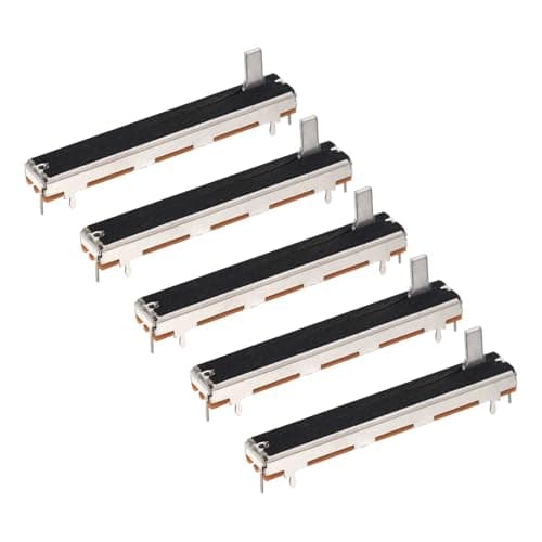 Image of sourcing map 5Pcs Straight Single Linear Slide Potentiometer 7 Pin B10K 60mm(L) 45mm Travel 10mm Handle Fader Variable Resistors Mixer Electronic Potentiometer for Dimming Tuning