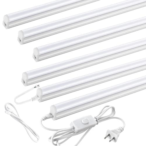 Image of Pak LED Shop Light, 4FT 2300LM 6500K Cool White 20W Energy Saving Super Bright Linkable T5 Ceiling and Under Cabinet Lighting Fixture for Garage Workshop