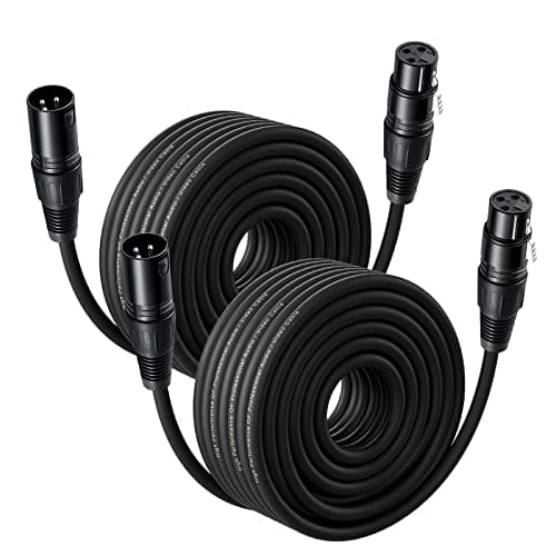 Image of NUOSIYA 20M XLR Cable, 2 Pack 50ft Balanced Microphone XLR Male to Female Extension Cable Jack Extender Cord for Studio Recorder, Mic, Mixer, Speaker System, Phantom Power