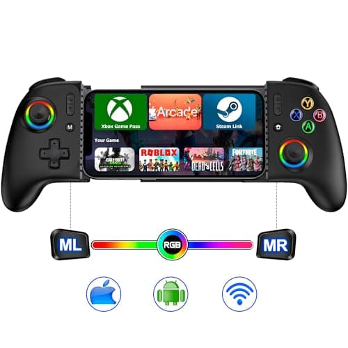 Image of Universal Wireless Mobile Gaming Controller for iPhone/Android,Phone Gaming Controller with Hall Effect Joysticks &Programmable Buttons iPhone Gamepad Support Xbox Game Pass/PlayStation/Steam Link