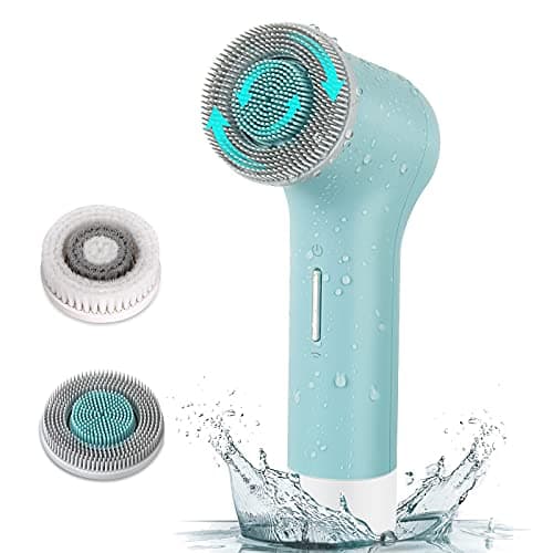 Image of MYCARBON Face Brush IPX7 Waterproof Electric Facial Cleansing Brush Device Beauty Skin Machine for Deep Cleaning/Gentle Exfoliating/Massaging/Tighten Skin(Beige) (Blue)