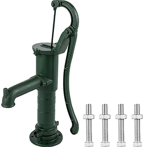 Image of VEVOR Cast Iron Manual Pump Holder 9" x 9" x 26" Hand Water Pump Holder 13.5kg Stable Structure Hand Pump Holder for Garden with Spray Paint, Green