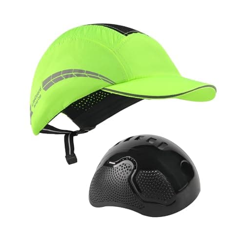 Image of HEARMOR Liteguard Bump Cap, Lightweight Breathable Baseball Style, Reflective Stripes, Meets EN 812:2012 Standard, Unisex-Adults, Lime