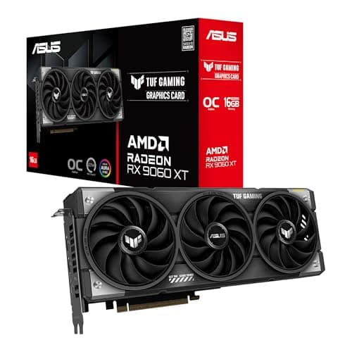 Image of ASUS TUF Gaming Radeon RX 9060 XT OC Edition 16GB GDDR6 Gaming Graphics Card (AMD Radeon RX9060XT, AMD RDNA 4 Architecture, PCIe 5.0, 1x HMDI 2.1b, 2X DisplayPort 2.1a, RGB, TUF-RX9060XT-O16G-GAMING)
