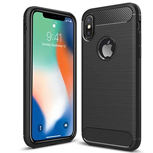 Image of iPhone 10 X XS Case - iPhone X A1901 A1865 A2097 Black Ultra Slim Carbon Fibre Shockproof Bumper Case Cover For iPhone X 10