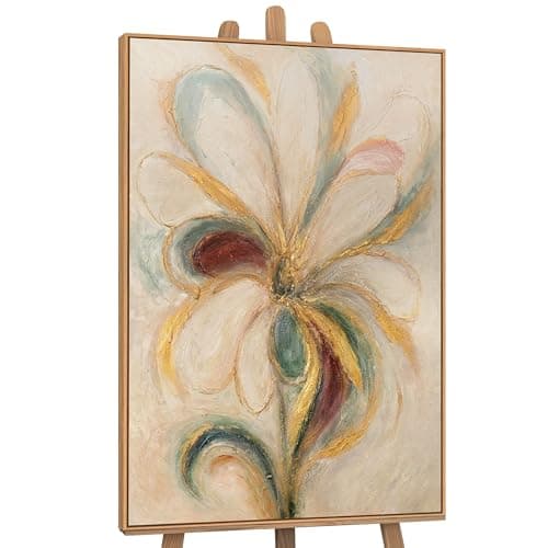 Image of YS-Art Abstract Flower Wall Art – Hand Painted Textured Floral Canvas Painting Modern Framed Acrylic Artwork for Living Room Bedroom Decor 56x40 inches