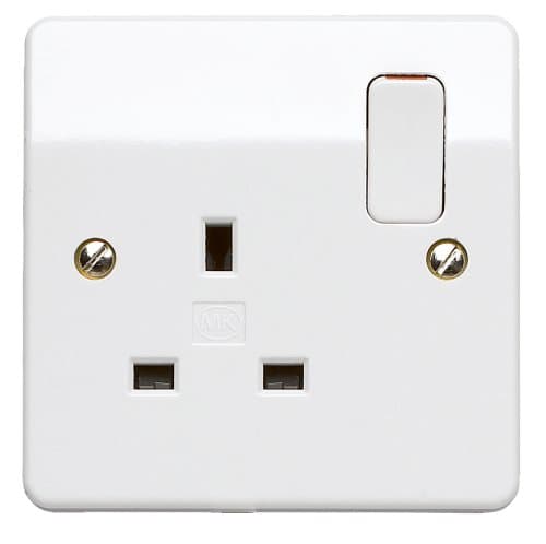 Image of MK Logic Plus Single Socket (K2757 WHI DP) 13A 1 Gang, in white, with inherent antimicrobial properties.