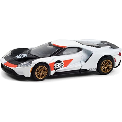 Image of Greenlight 30244 2021 GT #98 Ford GT Heritage Edition Ken Miles and Lloyd Ruby 1966 24 Hours of Daytona MKII Tribute 1:64 Scale