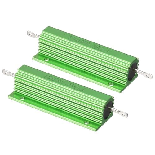 Image of PATIKIL 100W 0.5 Ohm Aluminum Shell Resistor, 2 Pack Aluminum Housing Resistor Housed Case Wirewound Resistors Screw Tap Power Resistor 5% Tolerance, Green