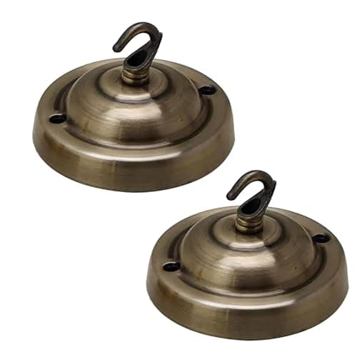 Image of LEDSone Ceiling Rose Hook Plate Vintage Green Brass Metal 10.5 cm 2 Pack Antique Single Out Side Fitting with Accessories for Chandliers Pendant Lights Wall Lamps Hanging Lights Planters Decorations