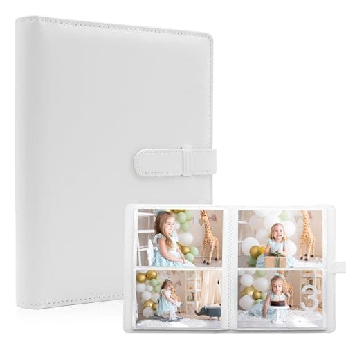 Image of 6x4 Photo Album – 152 Pockets Vegan Leather Cover Memory Album Book, Suitable for Family Wedding Boys Girls and Babies Storage (White)