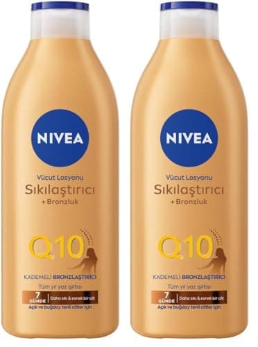 Image of NIVEA Q10 Firming Plus Radiance Gradual Tan (400 ml), Firming Cream with Q10, Supports a Gradual Tan, Tanning Moisturiser for a Sun-Kissed Radiant Glow (Pack of 2)
