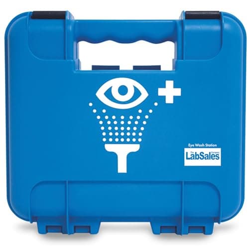 Image of I-Wash Double Emergency Eye Wash First Aid Kit Station with Two Sterile 500ml Saline Bottles, and Eye Pads in Strong Wall Mounted Box for Workplace and Businesses
