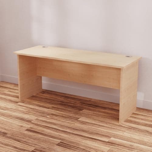 Image of OPO Impulse Freestanding 1600mm Rectangular Slimline Desk Panel End Leg | Sturdy Build Weather & Heat Resistant Grey Oak/White Melamine Finish Desk Maple Maple