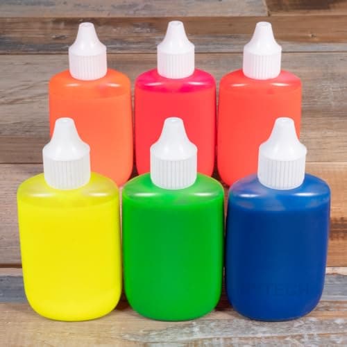 Image of Rytech 6 x 25ml Assorted Colours Marbling Ink Set in Dropper Bottles, Marbled Patterns, School Supplies, Art and Crafts Projects, Children's Craft Projects, Ideal for Kids (Fluorescent)
