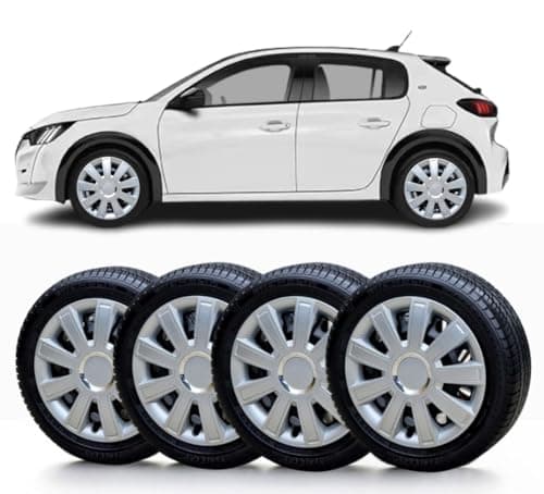 Image of SOLIP 15" wheel trims, Hubcaps, Set of 4 for Peugeot 208/207/108 Alloy wheels look covers,Silver covers