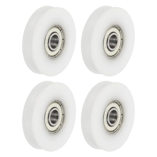 Image of sourcing map U Groove Ball Bearing Roller, 6 x 35 x 7mm Nylon Pulley Guide Wheel Stainless Steel Track Wheel Heavy Duty Replacement for Slide Door Window Mechanical Equipment, White Pack of 4
