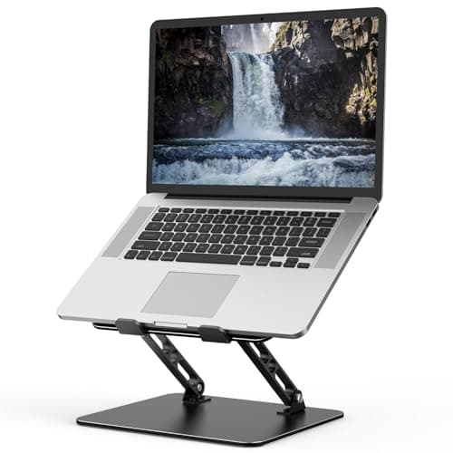 Image of Nayka Adjustable Laptop Stand for Desk, Metal Foldable Laptop Riser, Portable Laptop Holder Desktop Book Stands, Ventilated Cooling Computer Notebook Stand Compatible with 10-15.6” Laptops