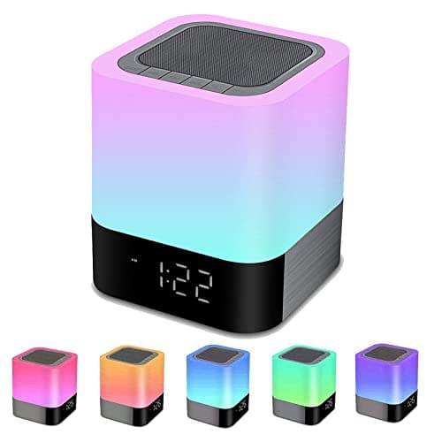 Image of Bedside Lamp with Alarm Clock Bluetooth Speaker, Night Light Bedroom Decor Color Changing Table Lamp, Teenage Girl Gifts,Birthday Gifts for Women, Teenage Girls, Boys, Kids, Girls Birthday Presents