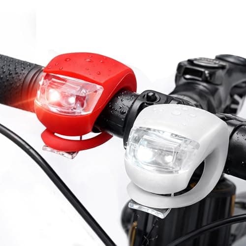 Image of BML Pack of 2 LED Bike Lights Front & Rear Clip On Silicone Waterproof Safety Light Set Flashing Bicycle Lights for Cycling Running Walking