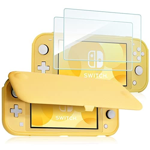 Image of ProCase for Nintendo Switch Lite Flip Case with 2 Pack Tempered Glass Screen Protectors, Slim Soft Cover Anti-Scratch Protective Case for Nintendo Switch Lite 2019 –Yellow