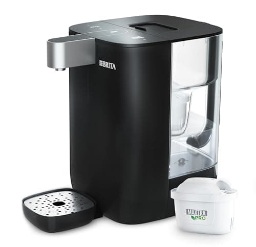 Image of BRITA Cube Ambient & Hot Water Dispenser Black (4.0 L) various temperature and cup-size presets, ultimate safety with UV-C technology for bacteria-free water & integrated MAXTRA PRO filter