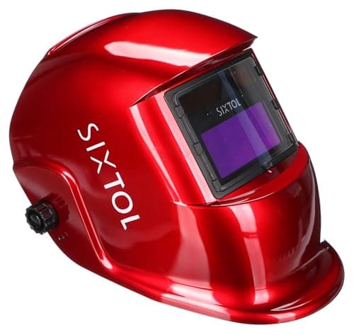 Image of SIXTOL Welding MASK 2 Solar Automatic Darkening Welding Helmet Welding Mask Grinding Function Wide Shade 4/9-13 Welding Helmet for Tig Mig Arc Red