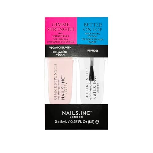 Image of Nails.INC Mini Nail Treatment Duo, Includes Gimme Strength Nail Strengthener and Better On Top Quick Drying Top Coat, With Active Skincare Ingredients to Promote Nail Health, Cruelty Free, Vegan
