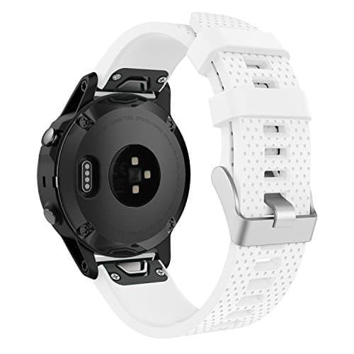 Image of MoKo Strap Compatible with Garmin Fenix 7S/7S Pro/Fenix 6S/6S Pro/Fenix 5S/5S Plus/Instinct 2S/Epix Pro Gen 2 42mm, 20mm Quick Fit Adjustable Soft Silicone Replacement Wristband Watch Band, White