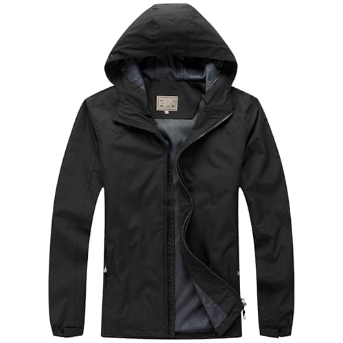 Image of Blu Apparel Mens Waterproof Rain Jacket Premium Branded Walking Hiking Everyday wear Jacket Windproof (UK, Alpha, M, Regular, Regular, Black)