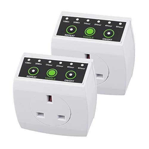 Image of HBN Countdown Timer Plug, Energy Saving Timers Switch with Repeat Function, 15/30 Min 1/2/4/6 Hour Run Down Timer Socket, 2 Pack