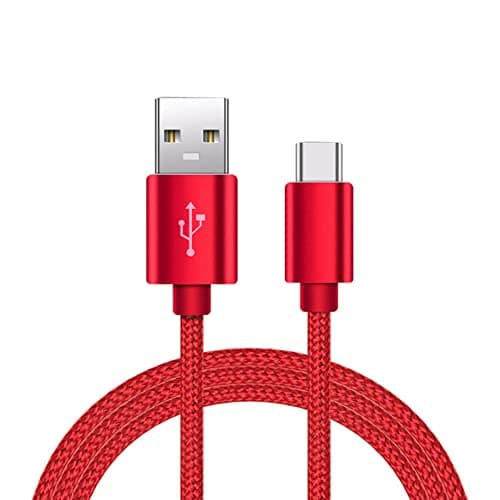 Image of USB C Cable - Premium Nylon Braided USB A to USB C 3A Fast Charging Type C Cable, For Samsung Galaxy S21/S20/S10/S9/S8, HUAWEI P40/P30, Sony Xperia/LG/Xiaomi & More-Obsidian Red (2M)