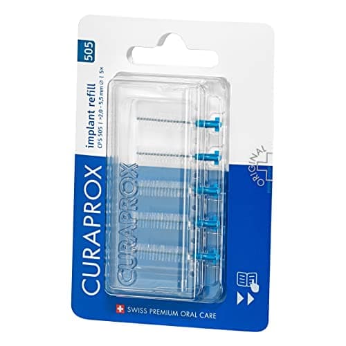 Image of Curaprox Interdental Brushes CPS 505 Implant Refill, Pack of 5, Blue, 2 mm Diameter, 5.5 mm Efficiency, Refill Pack Without Holder