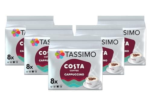 Image of Tassimo Costa Cappuccino Coffee Pods x 8 (Pack of 5, Total 40 Drinks)