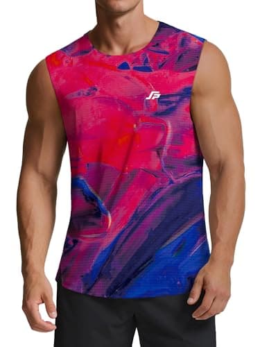 Image of ANGEL CITIZ Men's Running Tank Top Gym Sleeveless T-Shirts Ultra Lightweight Marathon Singlet Training Vest UPF 50+ Red